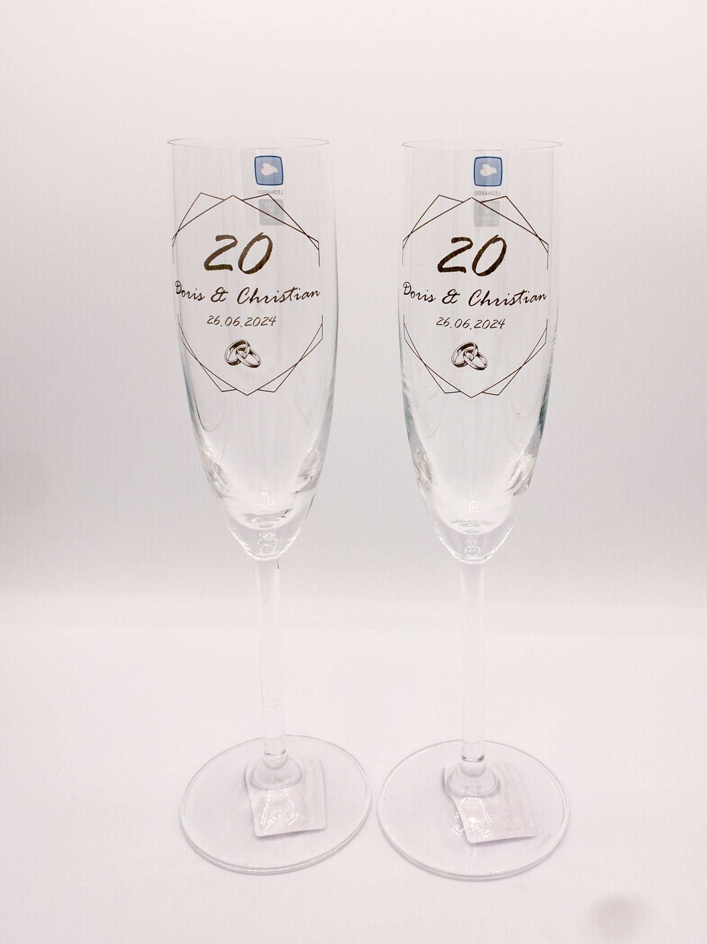 Sektglas (Leonardo) mit dunkler Gravur - personalisierbar